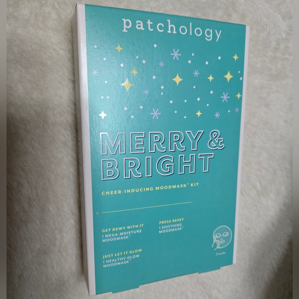 Patchology Merry & Bright MoodMask Kit (3) Masks Gift Set - New In Box